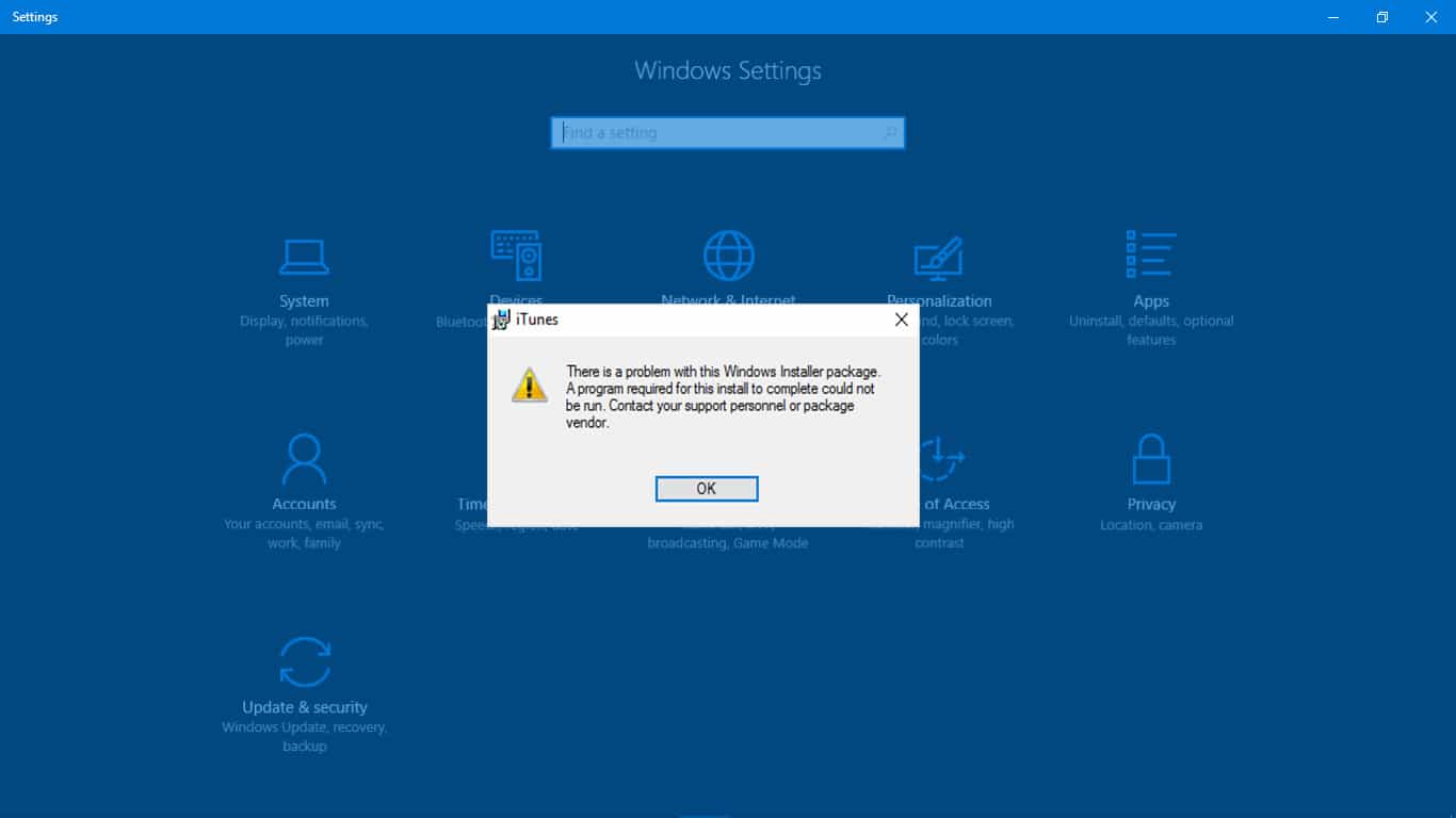 Fix windows installer package error